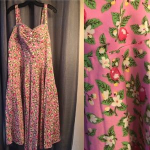 Pinup couture Nancy dress is pink lemonade.